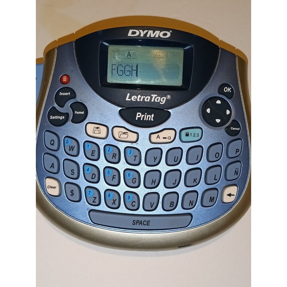 DYMO LetraTag 100T Handheld Label Maker Blue Extra Label Roll